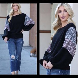Black and Leopard Print Top